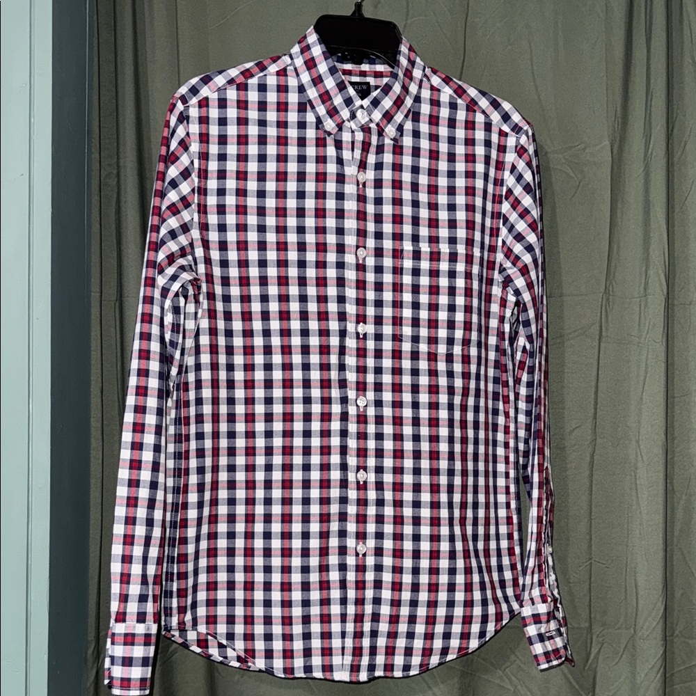 J. Crew Men's Plaid Shirt - Red, Blue, and White